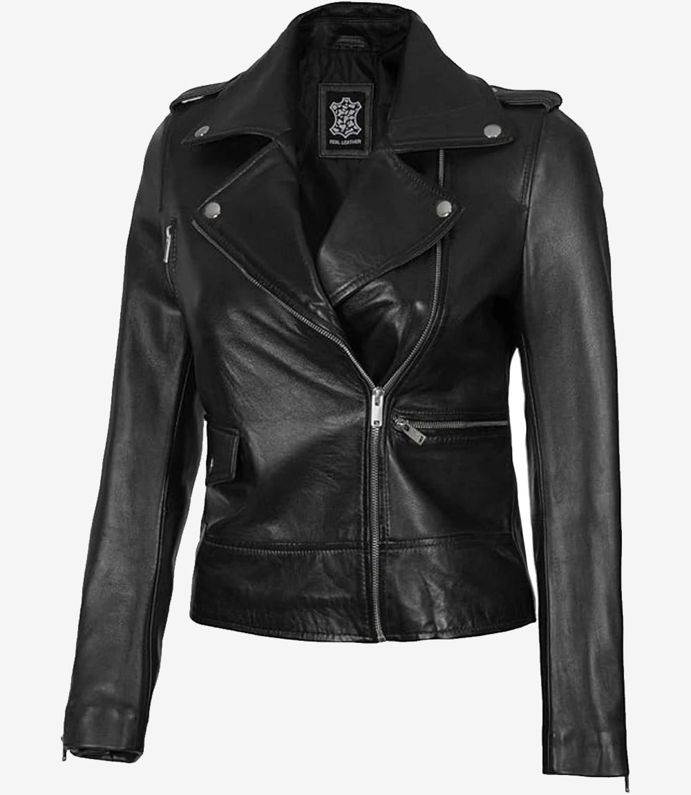 Amber Womens Black Moto Jacket