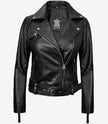 Connecticut Womens Black Leather Motorcycle Jacket
