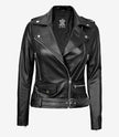 Womens Black Asymmetrical Moto Leather Jacket