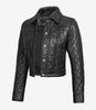 Womens Quilted Cropped Black Leather Jacket