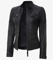 Womens Tall Black Leather Motorcycle Jacket