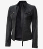 Womens Tall Black Leather Motorcycle Jacket