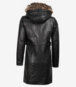 Womens Black Leather Coat With Fur Trim