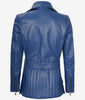 Womens Asymmetrical Blue Belted Moto Leather Jacket