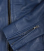 Womens Biker Racer Blue Leather Jacket