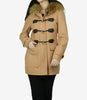 Womens Camel Wool Coat With Fur Trim Hood