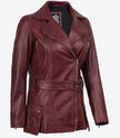 Womens Leather Burgundy Biker Jacket