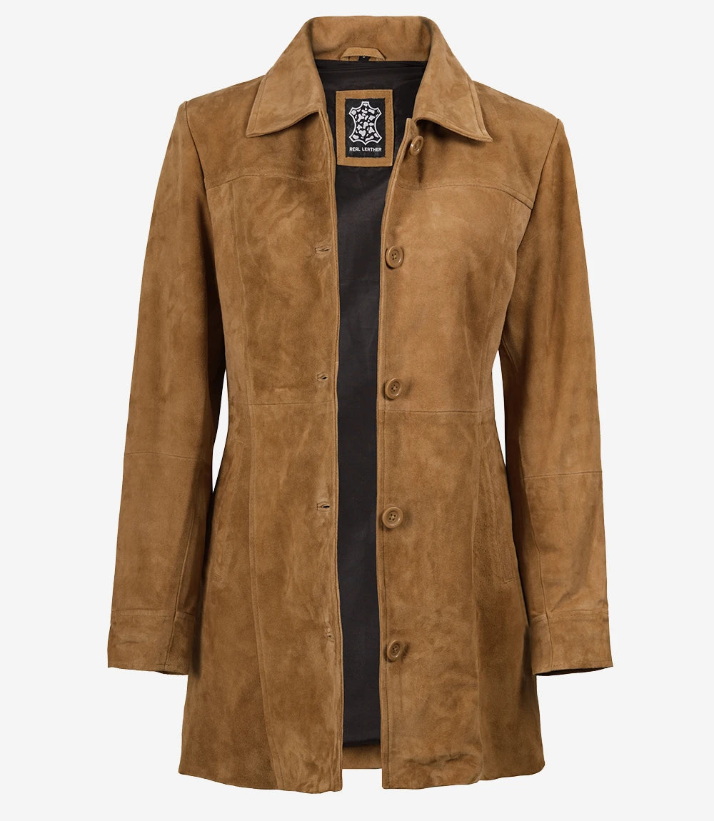 Light Brown Womens Suede Coat