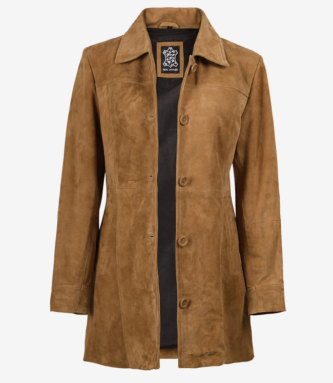 Light Brown Womens Suede Coat