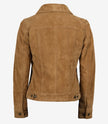Womens Light Brown Suede Leather Trucker Jacket