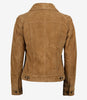 Womens Light Brown Suede Leather Trucker Jacket