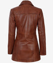 Womens Tall Cognac 3 Quarter Leather Coat