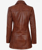 Womens Tall Cognac 3 Quarter Leather Coat