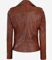 Womens Asymmetrical Cognac Moto Leather Jacket