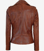 Womens Asymmetrical Cognac Moto Leather Jacket