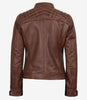 Womens Cognac Real Leather Motorcycle Jacket