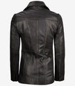 Womens Three Button Rub Off Brown Leather Blazer