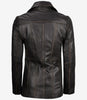 Womens Three Button Rub Off Brown Leather Blazer