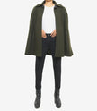 Womens Olive Green Wool Coat With Fur Collar