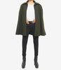 Womens Olive Green Wool Coat With Fur Collar