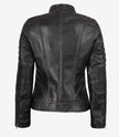 Womens Ruboff Brown Cafe Racer Style Leather Jacket