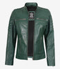 Womens Real Leather Green Biker Jacket