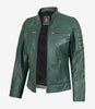 Womens Real Leather Green Biker Jacket