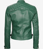 Womens Real Lambskin Leather Green Quilted Biker Jacket