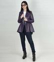 Womens Purple Leather Peplum Jacket