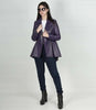 Womens Purple Leather Peplum Jacket