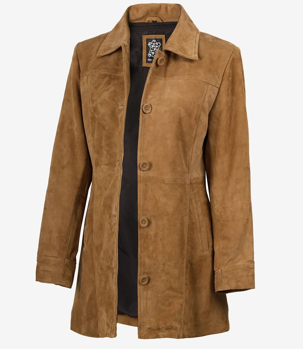 Light Brown Womens Suede Coat