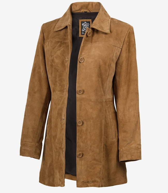 Light Brown Womens Suede Coat