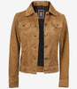 Womens Light Brown Suede Leather Trucker Jacket