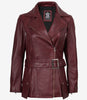 Womens Leather Burgundy Biker Jacket