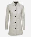 Womens Real Leather White Car Coat