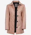 Womens Real Leather Pink Car Coat