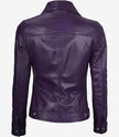 Womens Shirt Collar Purple Leather Jacket