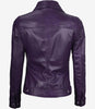 Womens Shirt Collar Purple Leather Jacket