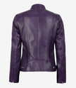 Womens Purple Real Leather Moto Jacket