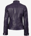 Womens Purple Real Leather Motorcycle Jacket