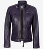 Womens Purple Real Leather Motorcycle Jacket