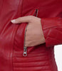 Womens Leather Red Biker Jacket