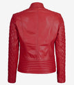Womens Leather Red Biker Jacket