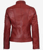 Womens Real Leather Red Cafe Racer Jacket