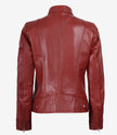 Womens Real Leather Red Moto Jacket