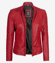 Womens Leather Red Biker Jacket