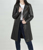 Womens Rub off Brown Long Leather Car Coat