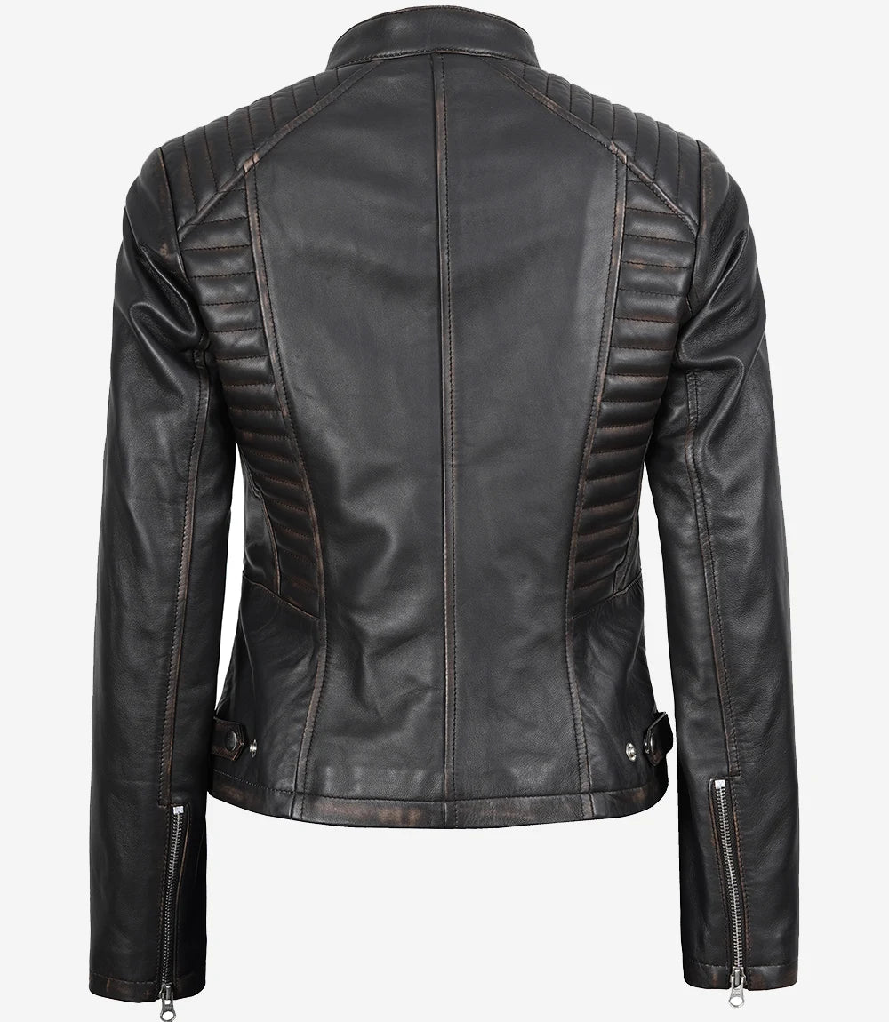 Womens Ruboff Brown Leather Jacket