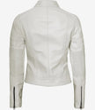 Womens Real Leather White Biker Jacket