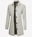 Womens Real Leather White Car Coat